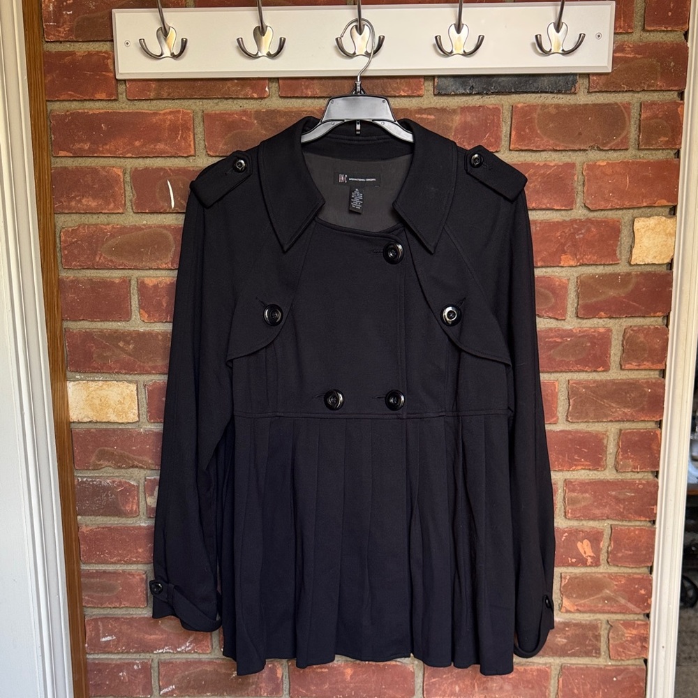 INC International Concepts Black Trench Coat